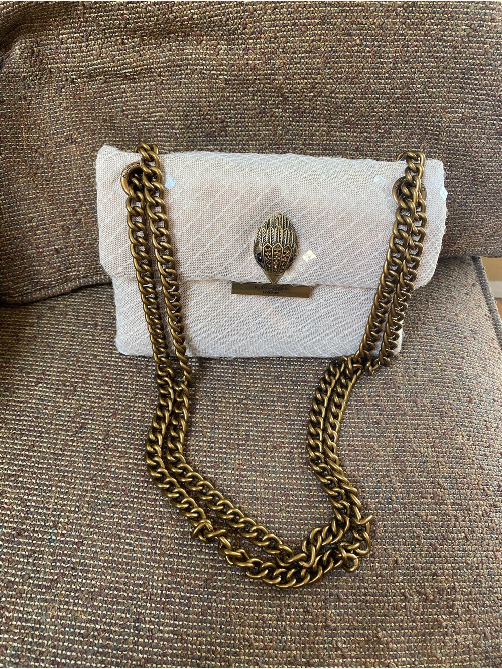 Kurt Geiger stunning bag. It is white sequined. Mini Kensington crossbody.